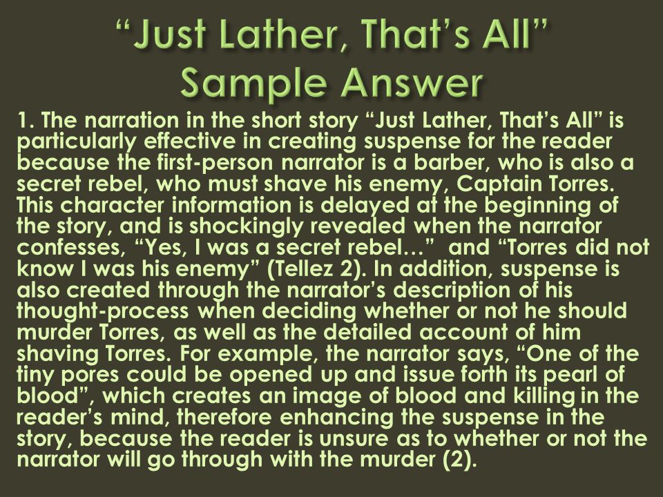 Critical essay on just lather thats all